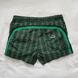 SUNDEK 2.5" Plaid Mesh Lined Board Shorts Mens 33 Green Swim‎ Trunks Beachwear
